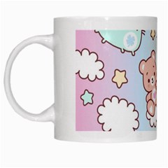 Usheen Carebears, Bears, Cat, Colorful, Cute, Pastel, Pattern White Mug by kyorashop23