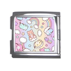 Usheen Carebears, Bears, Cat, Colorful, Cute, Pastel, Pattern Mega Link Italian Charm (18mm) by kyorashop23