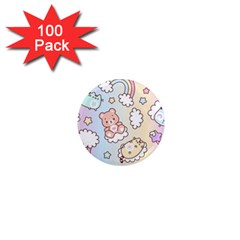 Usheen Carebears, Bears, Cat, Colorful, Cute, Pastel, Pattern 1  Mini Magnets (100 Pack)  by kyorashop23