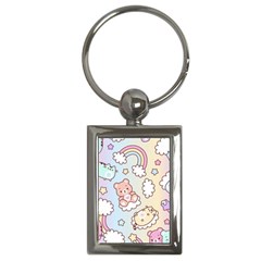 Usheen Carebears, Bears, Cat, Colorful, Cute, Pastel, Pattern Key Chain (rectangle) by kyorashop23