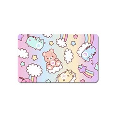 Usheen Carebears, Bears, Cat, Colorful, Cute, Pastel, Pattern Magnet (name Card) by kyorashop23