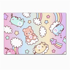 Usheen Carebears, Bears, Cat, Colorful, Cute, Pastel, Pattern Postcard 4 x 6  (pkg Of 10) by kyorashop23