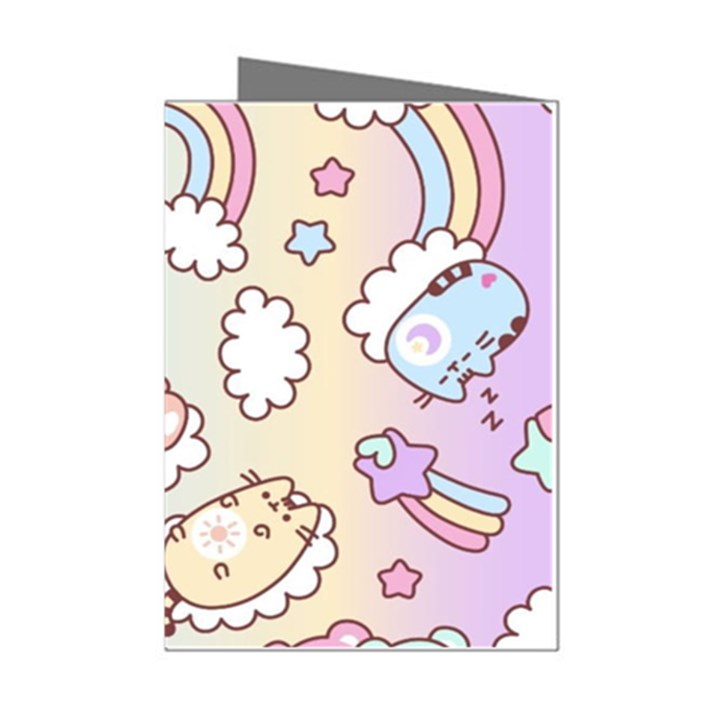 Usheen Carebears, Bears, Cat, Colorful, Cute, Pastel, Pattern Mini Greeting Cards (Pkg of 8)