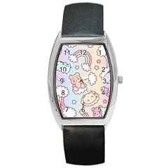 Usheen Carebears, Bears, Cat, Colorful, Cute, Pastel, Pattern Barrel Style Metal Watch by kyorashop23