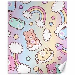 Usheen Carebears, Bears, Cat, Colorful, Cute, Pastel, Pattern Canvas 11  X 14  by kyorashop23