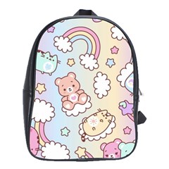 Usheen Carebears, Bears, Cat, Colorful, Cute, Pastel, Pattern School Bag (large) by kyorashop23