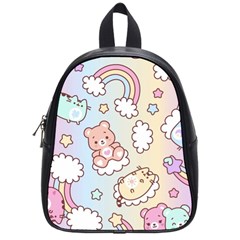 Usheen Carebears, Bears, Cat, Colorful, Cute, Pastel, Pattern School Bag (small) by kyorashop23