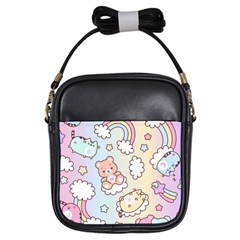 Usheen Carebears, Bears, Cat, Colorful, Cute, Pastel, Pattern Girls Sling Bag by kyorashop23