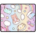 Usheen Carebears, Bears, Cat, Colorful, Cute, Pastel, Pattern Fleece Blanket (Medium) 60 x50  Blanket Front