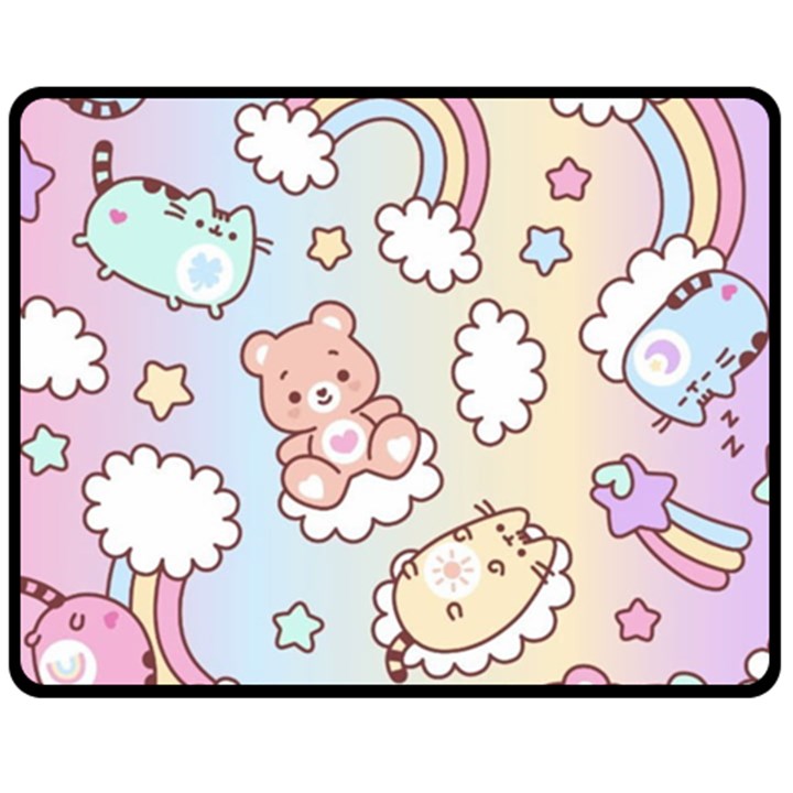 Usheen Carebears, Bears, Cat, Colorful, Cute, Pastel, Pattern Fleece Blanket (Medium)