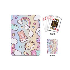 Usheen Carebears, Bears, Cat, Colorful, Cute, Pastel, Pattern Playing Cards Single Design (mini)