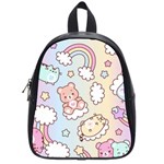 Usheen Carebears, Bears, Cat, Colorful, Cute, Pastel, Pattern School Bag (Small) Front