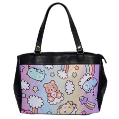 Usheen Carebears, Bears, Cat, Colorful, Cute, Pastel, Pattern Oversize Office Handbag by kyorashop23