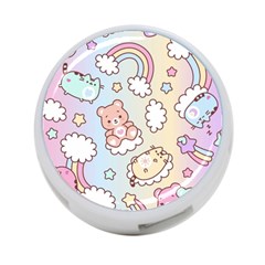 Usheen Carebears, Bears, Cat, Colorful, Cute, Pastel, Pattern 4-port Usb Hub (one Side) by kyorashop23