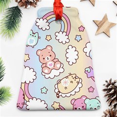 Usheen Carebears, Bears, Cat, Colorful, Cute, Pastel, Pattern Bell Ornament (two Sides)