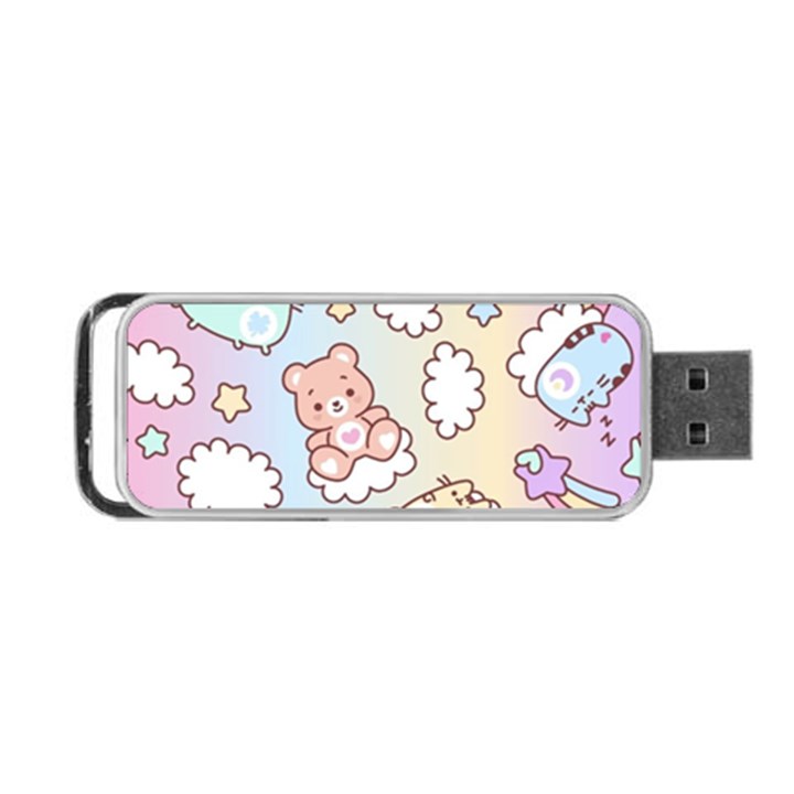 Usheen Carebears, Bears, Cat, Colorful, Cute, Pastel, Pattern Portable USB Flash (Two Sides)