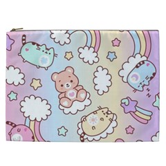 Usheen Carebears, Bears, Cat, Colorful, Cute, Pastel, Pattern Cosmetic Bag (xxl) by kyorashop23