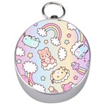 Usheen Carebears, Bears, Cat, Colorful, Cute, Pastel, Pattern Silver Compasses Front