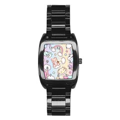 Usheen Carebears, Bears, Cat, Colorful, Cute, Pastel, Pattern Stainless Steel Barrel Watch by kyorashop23