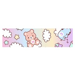 Usheen Carebears, Bears, Cat, Colorful, Cute, Pastel, Pattern Oblong Satin Scarf (16  X 60 ) by kyorashop23