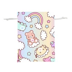 Usheen Carebears, Bears, Cat, Colorful, Cute, Pastel, Pattern Lightweight Drawstring Pouch (m) by kyorashop23