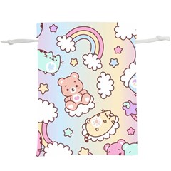 Usheen Carebears, Bears, Cat, Colorful, Cute, Pastel, Pattern Lightweight Drawstring Pouch (xl) by kyorashop23