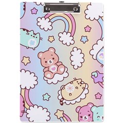 Usheen Carebears, Bears, Cat, Colorful, Cute, Pastel, Pattern A4 Acrylic Clipboard by kyorashop23