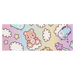 Usheen Carebears, Bears, Cat, Colorful, Cute, Pastel, Pattern Banner And Sign 8  X 3  by kyorashop23