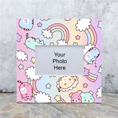 Usheen Carebears, Bears, Cat, Colorful, Cute, Pastel, Pattern White Box Photo Frame 4  X 6  by kyorashop23