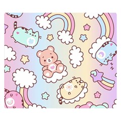 Usheen Carebears, Bears, Cat, Colorful, Cute, Pastel, Pattern Premium Plush Fleece Blanket (small) by kyorashop23