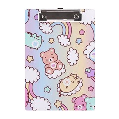 Usheen Carebears, Bears, Cat, Colorful, Cute, Pastel, Pattern A5 Acrylic Clipboard