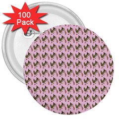 Fern Pattern 2 Pink 3  Buttons (100 Pack)  by snowwhitegirl