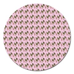 Fern Pattern 2 Pink Magnet 5  (round) by snowwhitegirl