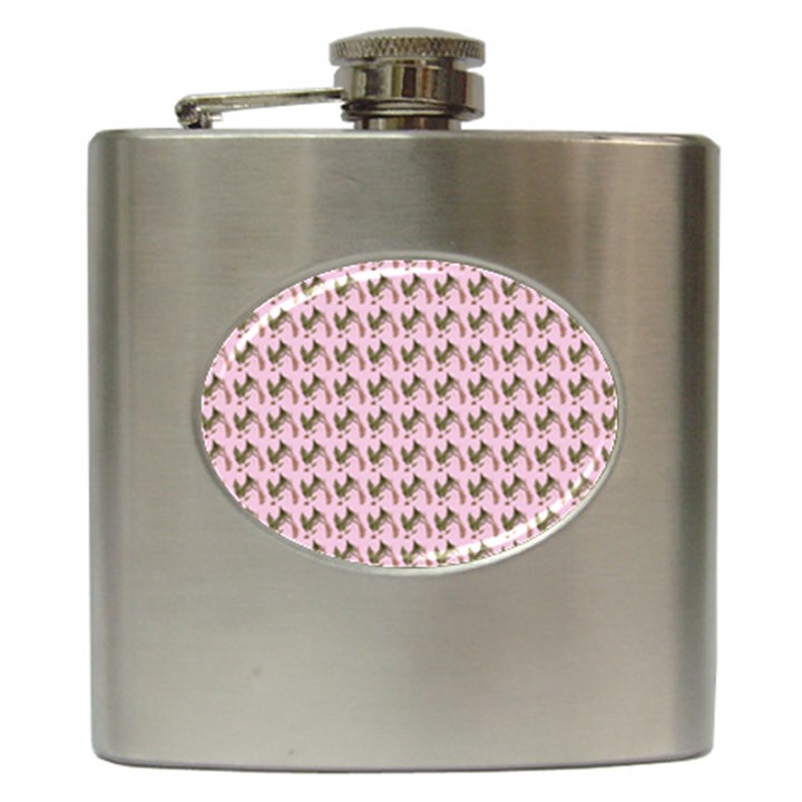 Fern Pattern 2 Pink Hip Flask (6 oz)