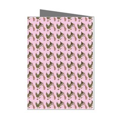 Fern Pattern 2 Pink Mini Greeting Cards (pkg Of 8)