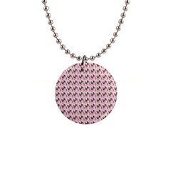 Fern Pattern 2 Pink 1  Button Necklace by snowwhitegirl