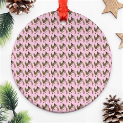 Fern Pattern 2 Pink Round Ornament (two Sides)