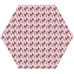 Fern Pattern 2 Pink Wooden Puzzle Hexagon by snowwhitegirl