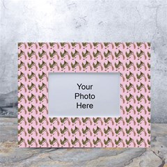 Fern Pattern 2 Pink White Tabletop Photo Frame 4 x6  by snowwhitegirl