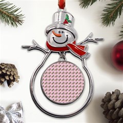 Fern Pattern 2 Pink Metal Snowman Ornament by snowwhitegirl