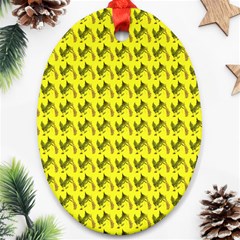 Fern Pattern 2 Yellow Ornament (oval)