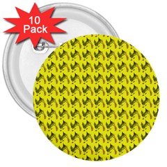 Fern Pattern 2 Yellow 3  Buttons (10 Pack)  by snowwhitegirl