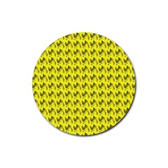 Fern Pattern 2 Yellow Rubber Round Coaster (4 Pack) by snowwhitegirl