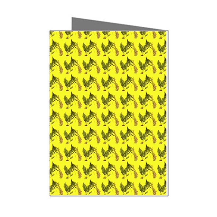 Fern Pattern 2 Yellow Mini Greeting Cards (Pkg of 8)