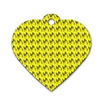 Fern Pattern 2 Yellow Dog Tag Heart (Two Sides) Front