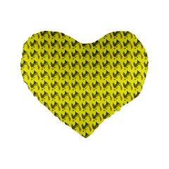 Fern Pattern 2 Yellow Standard 16  Premium Flano Heart Shape Cushions by snowwhitegirl