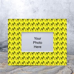 Fern Pattern 2 Yellow White Tabletop Photo Frame 4 x6  by snowwhitegirl