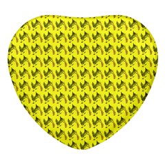 Fern Pattern 2 Yellow Heart Glass Fridge Magnet (4 Pack) by snowwhitegirl