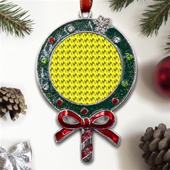 Fern Pattern 2 Yellow Metal X mas Lollipop With Crystal Ornament by snowwhitegirl