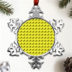 Fern Pattern 2 Yellow Metal Small Snowflake Ornament Front